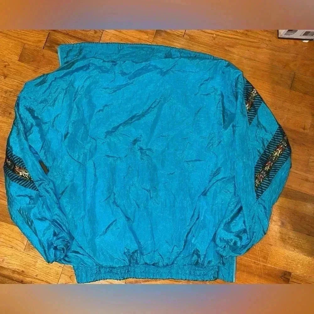 Sale VINTAGE Grand Prix XL blue zipper jacket coat nylon activewear 1990’s - Picture 7 of 9